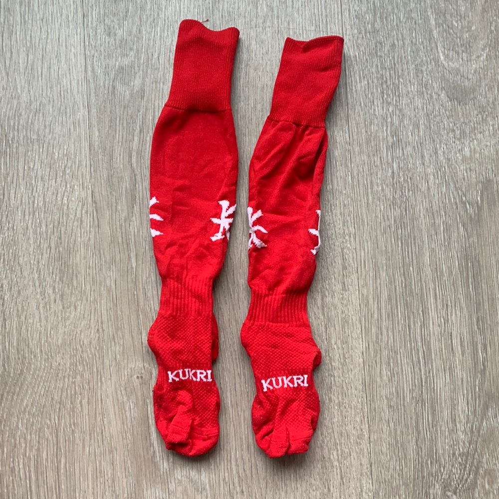 Red knee high athletic socks